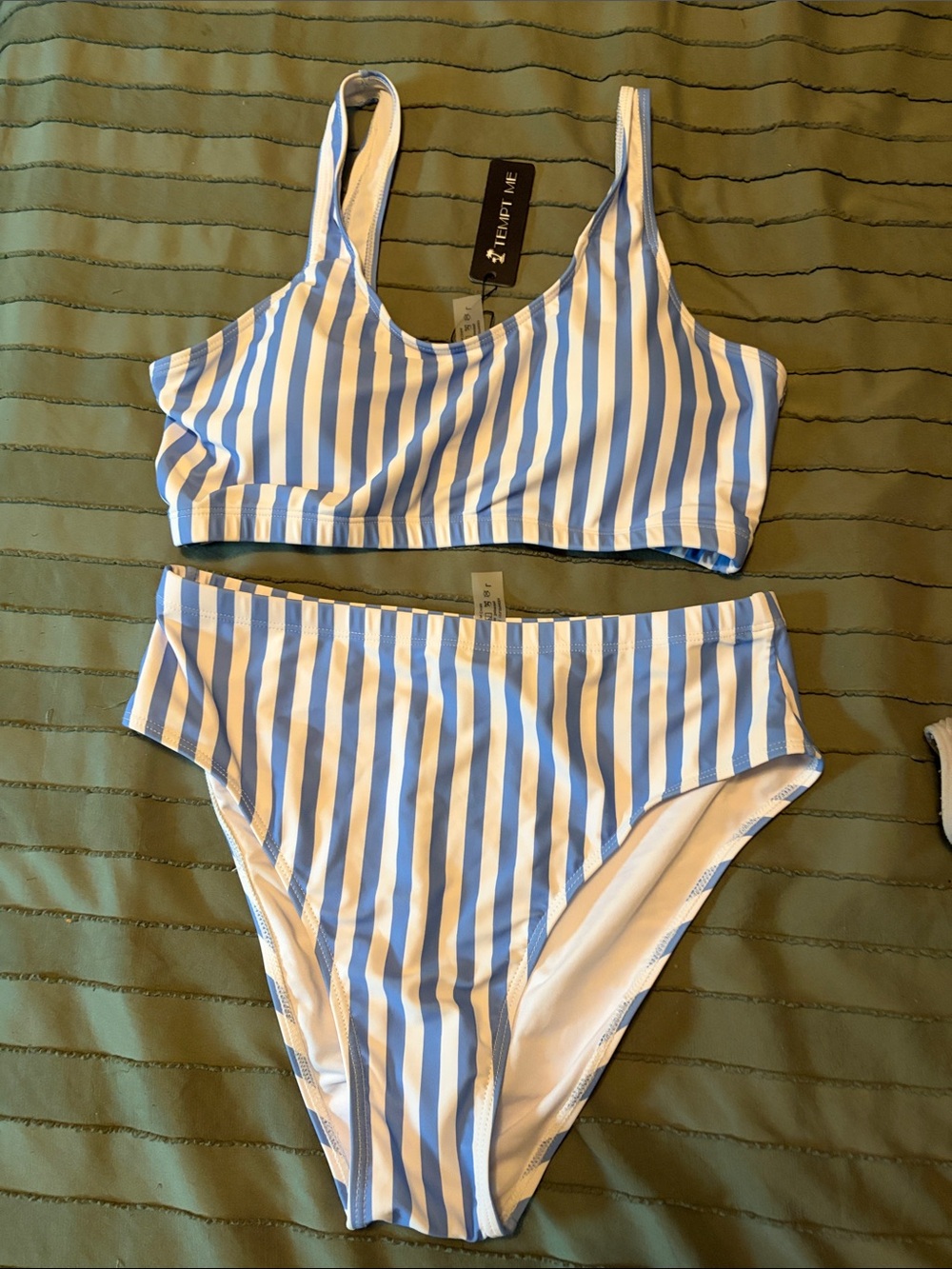 Classic blue/white striped two piece swimsuit